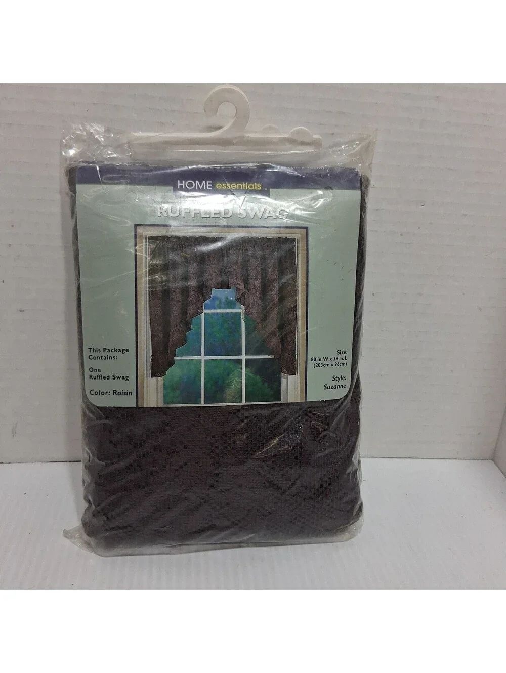 VTG Home Essentials Lace Ruffled Swag Curtain Suzanne Raisin 80x38 Cottagecore